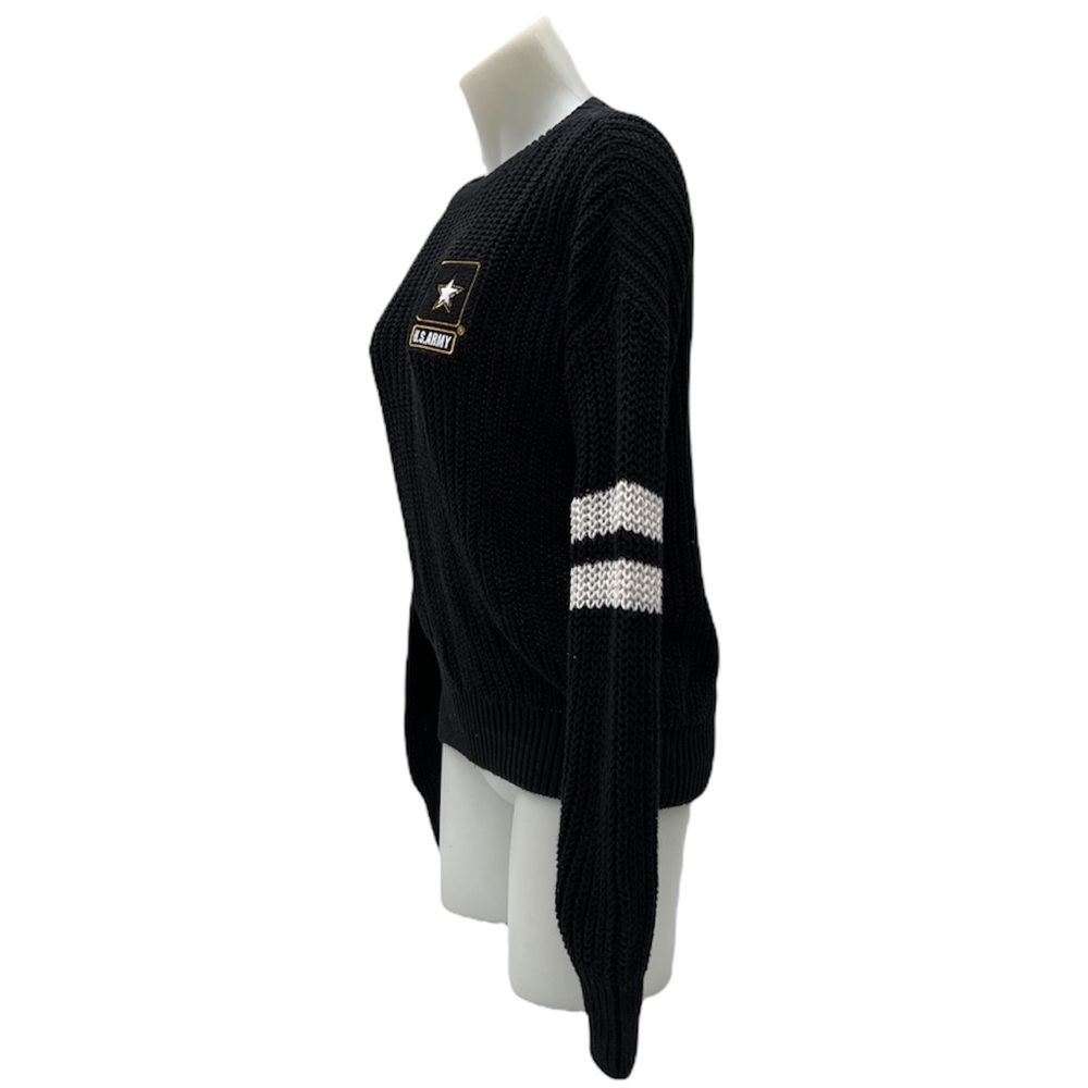 VS PINK Black/White Crewneck US Army Striped Long Sleeve Knit Pullover Sweater - Picture 3 of 7